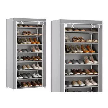 LEAN 8-Tier Shoe Rack Organizer Wardrobe Dustproof Cover Gray