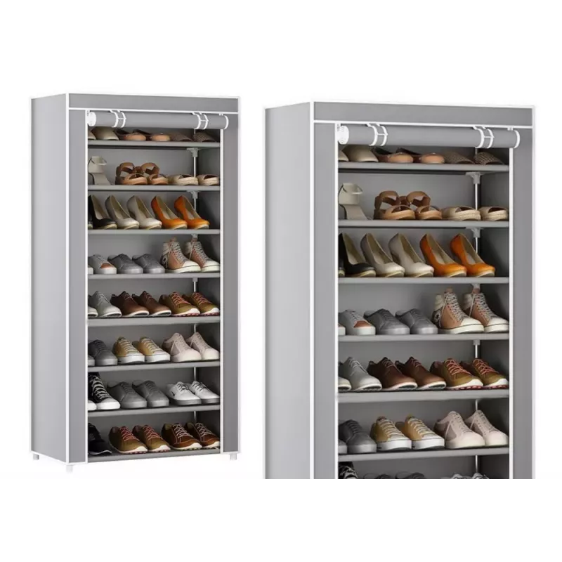 LEAN 8-Tier Shoe Rack Organizer Wardrobe Dustproof Cover Gray