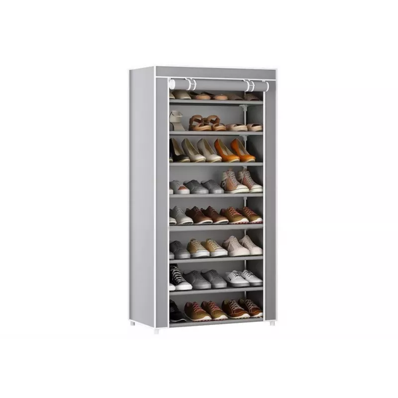 LEAN 8-Tier Shoe Rack Organizer Wardrobe Dustproof Cover Gray