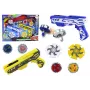 LEAN TOYS Gun Launcher Set 4 Metal Discs Blue Yellow Lights