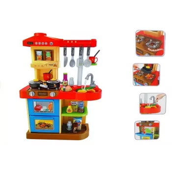 LEAN TOYS Virtuve bērniem ar skaņām un īstu krānu