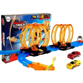 LEAN TOYS Race Track ar 4 cilpām, divām 181 cm mašīnām