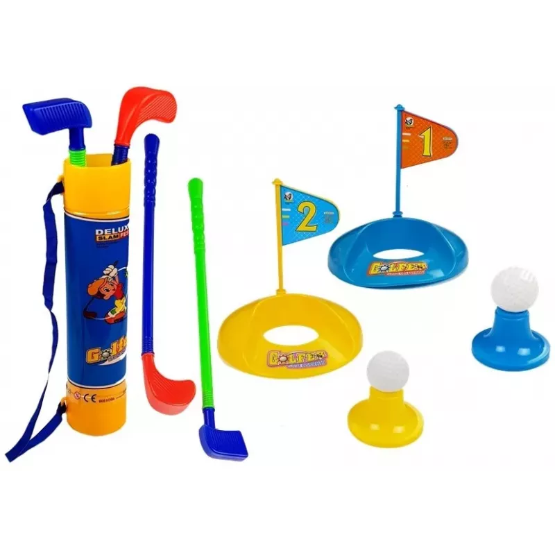 LEAN TOYS Bērnu Golfa Komplekts ar Nūjām, Bedrītēm un Karogiem