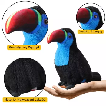 LEAN TOYS Plush Toucan Bird Toy Blue 35cm