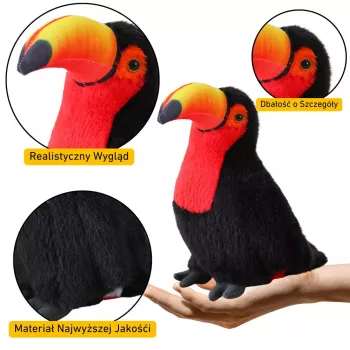 LEAN TOYS Plush Toucan Bird Plush Toy Mascot Cuddly Toy Red 35cm