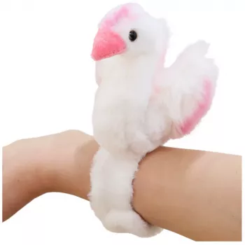 LEAN TOYS Plush Swan Mascot Wristband Bracelet Hand White