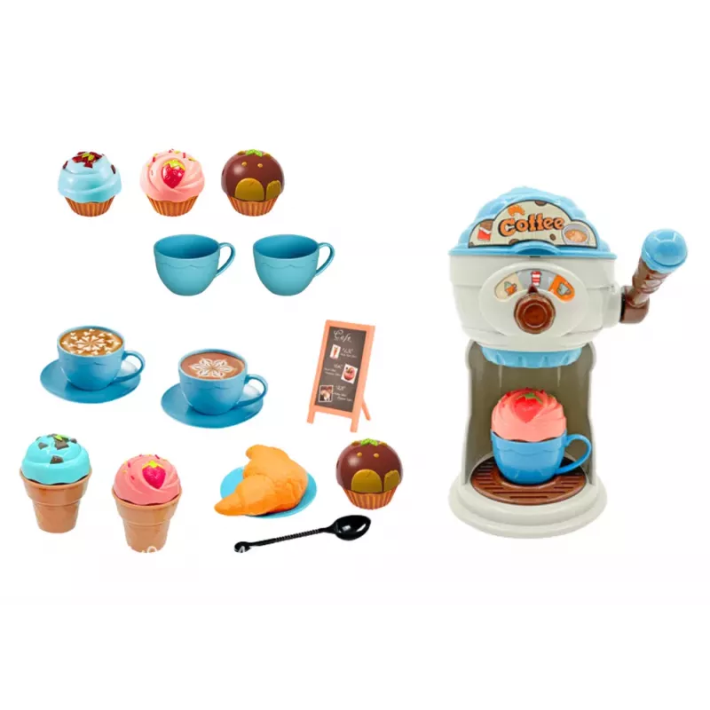 LEAN TOYS Set of Sweets Cafe Ice Cream Machine Cups Muffins 38 Pieces Pretend Play Set