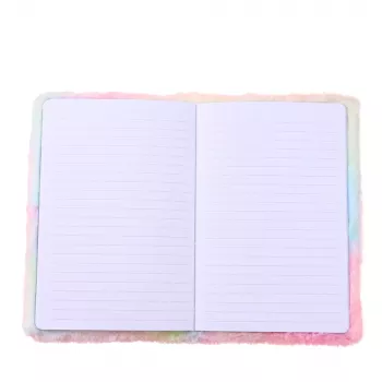 LEAN Plush Fur Notebook Lined Notebook With Unicorn Colorful A5