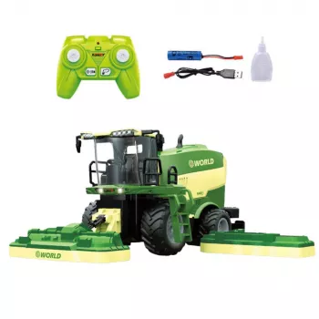 LEAN TOYS Kombains ar zāles pļāvējiem un tvaika efektu, tālvadības RC 2.4G