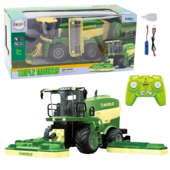 LEAN TOYS Kombains ar zāles pļāvējiem un tvaika efektu, tālvadības RC 2.4G