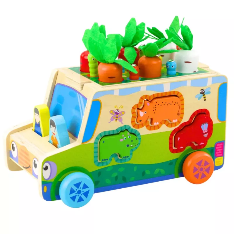 LEAN TOYS Educational Wooden Car Shape Sorter Maze Puzzle