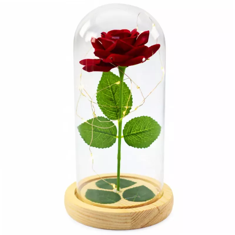 LEAN Eternal Rose In Glass Dome LED Lighting Red 21x11cm