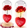 LEAN Eternal Rose in Dome with LED Lighting Red with Heart 18.5x8cm