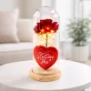 LEAN Eternal Rose in Dome with LED Lighting Red with Heart 18.5x8cm