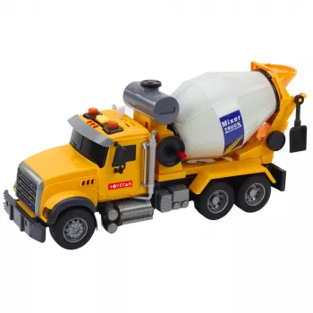 LEAN TOYS Truck Concrete Mixer Rotating Drum Lights Sounds Yellow