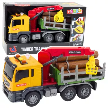 LEAN TOYS Timber Crane Truck Lights Sounds Yellow 1:14