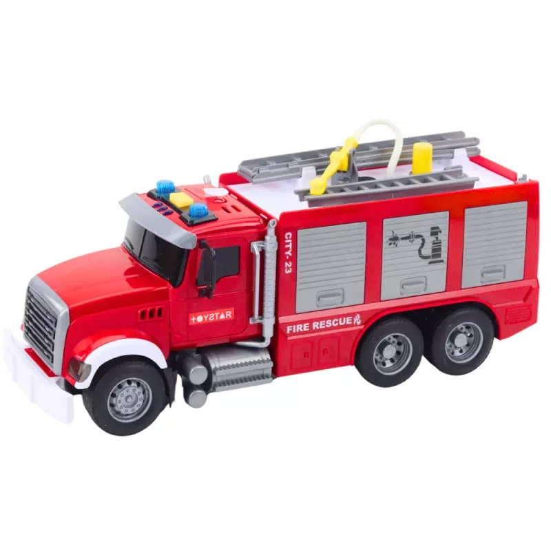 LEAN TOYS Fire Truck Water Lights Sounds Red 1:14