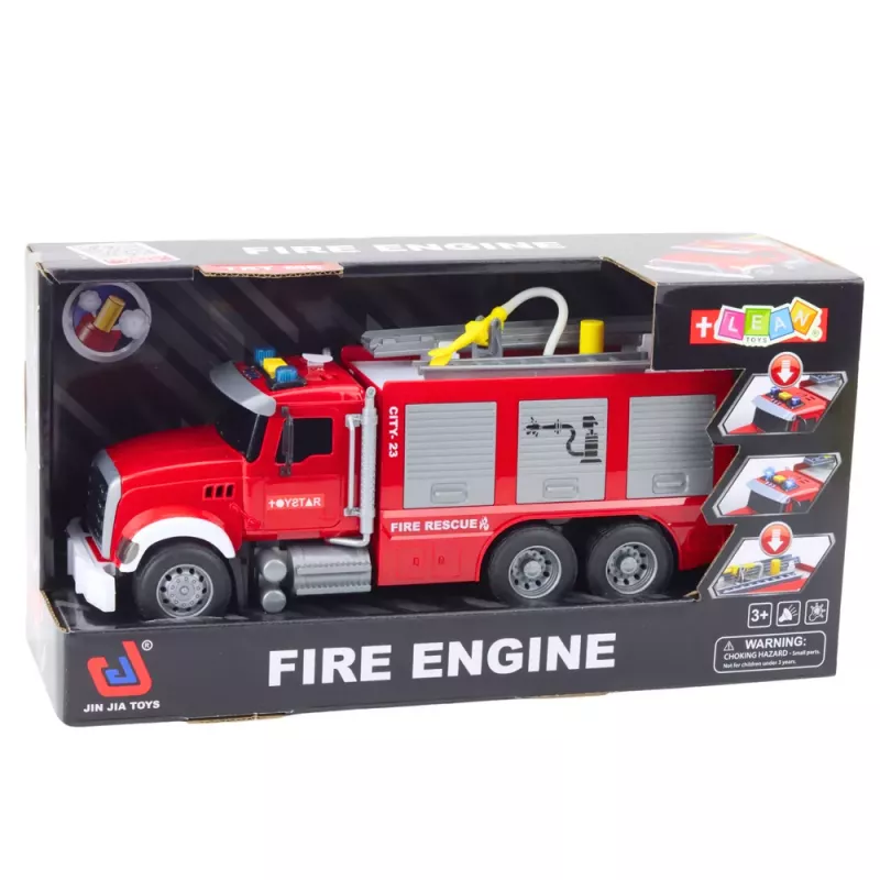 LEAN TOYS Fire Truck Water Lights Sounds Red 1:14
