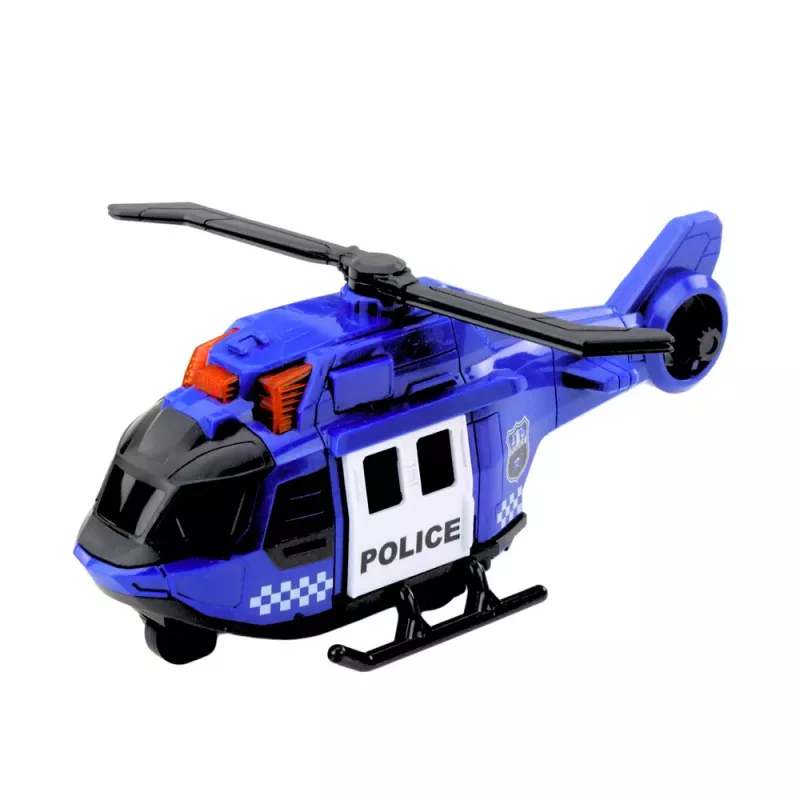 LEAN TOYS Policijas kravas auto, helikopters un auto – komplekts ar gaismām un skaņām