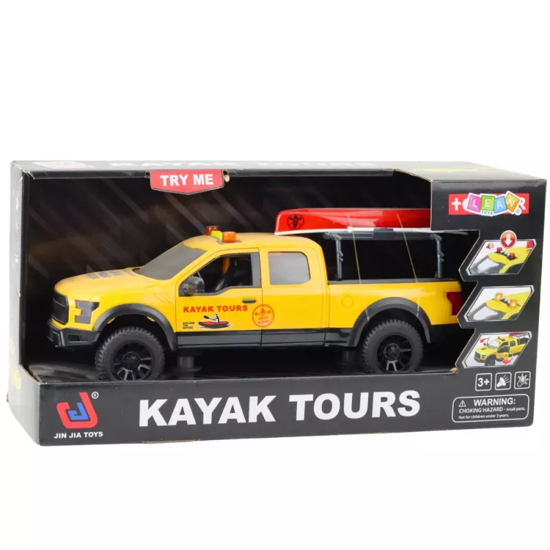 LEAN TOYS Apvidus Auto ar Kanoe Transportu Gaismas Skaņas Dzeltens