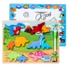 LEAN TOYS Puzzle Board 2in1 Wooden Educational Marker Dinosaurs 12pcs