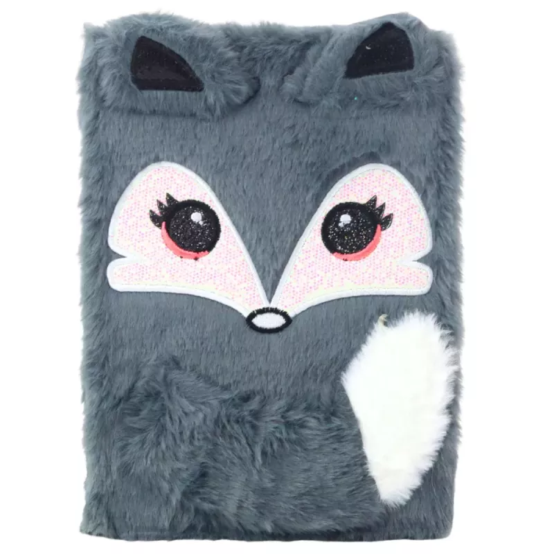 LEAN Plush Notebook Lined Gray Fox A5 80 Sheets
