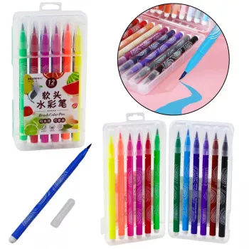 LEAN Watercolor Markers in Organizer Colored Set of 12 Pcs