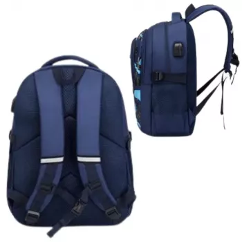 LEAN Children's School Backpack Navy Blue Rocket Space 20L 41cm