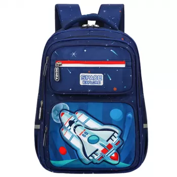 LEAN Children's School Backpack Navy Blue Rocket Space 20L 41cm
