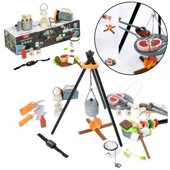 LEAN TOYS Camping Set Wooden Campfire Accessories 45 Pieces