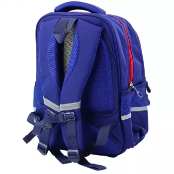 LEAN School Backpack Chest Strap Navy Blue Red 20L 38cm