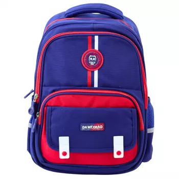LEAN School Backpack Chest Strap Navy Blue Red 20L 38cm