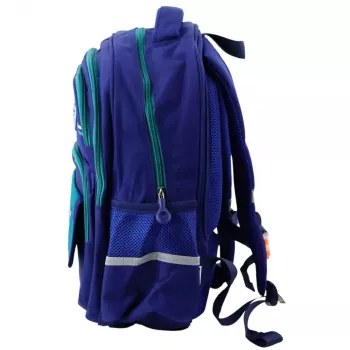 LEAN Bērnu skolas mugursoma ar krūšu siksnu Navy Blue Green 20L 38cm
