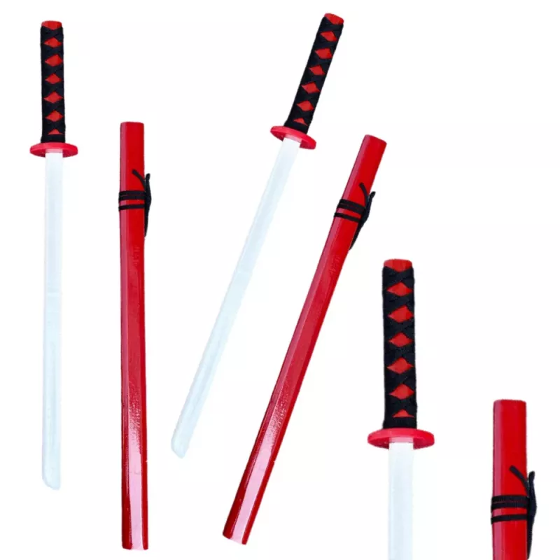 LEAN TOYS Wooden Katana Sword Play Training Prop Red 70cm