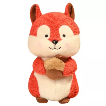 LEAN TOYS Plush Mascot Cuddly Toy Squirrel with Nut 25cm