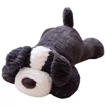 LEAN TOYS Plush Mascot Cuddly Toy Dog Dark Gray 30cm