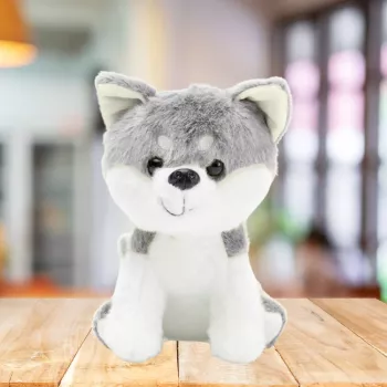 LEAN TOYS Plush Mascot Cuddly Toy Wolf White Gray 20cm