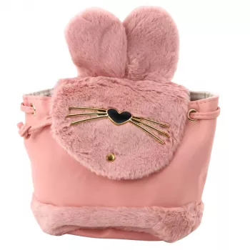 LEAN Children's Backpack Plush Ears Adjustable Strap Pink 22cm 4L