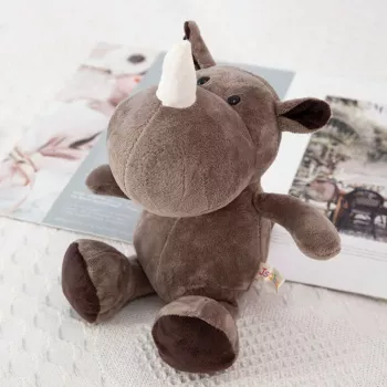 LEAN TOYS Plush Mascot Cuddly Toy Rhinoceros Brown 25cm