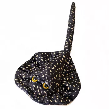 LEAN TOYS Plush Stingray Mascot Cuddly Toy Black Dotted 50cm