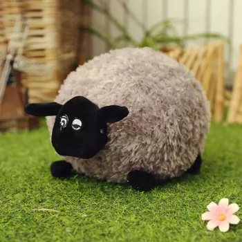 LEAN TOYS Plush Mascot Cuddly Sheep With Curly Wool Light Brown 20cm
