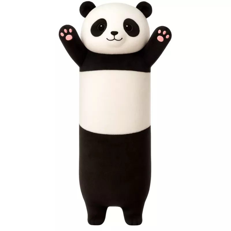 LEAN TOYS Plush Panda Mascot Pillow Oblong Roller Black and White 70cm