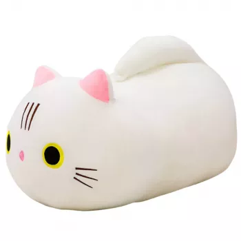 LEAN TOYS Plush Mascot Cuddly Toy Cat With Long Tail White 40cm