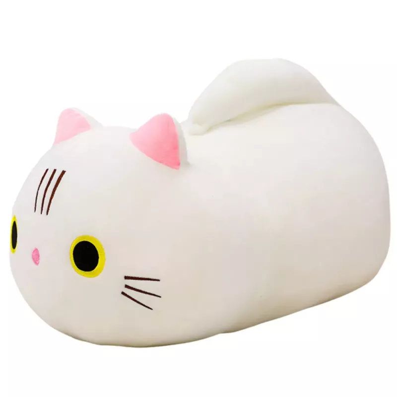 LEAN TOYS Plush Mascot Cuddly Toy Cat With Long Tail White 40cm