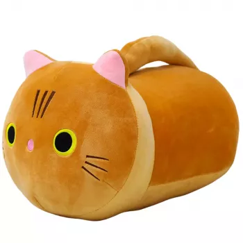 LEAN TOYS Plush Mascot Cuddly Toy Cat With Long Tail Ginger 40cm