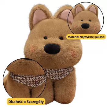 LEAN TOYS Plush Toy Cuddly Dog With Scarf Brown 25cm