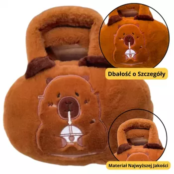LEAN TOYS Capybara Plush Bag with Cup Brown 20cm