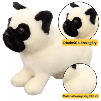 LEAN TOYS Plush Toy Cuddly Toy Pug Dog White 19cm