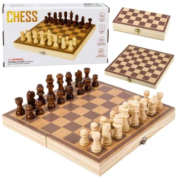 LEAN TOYS Classic Logic Game Wooden Chess Folding Suitcase Board
