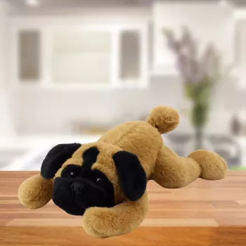 LEAN TOYS Plush Toy Pug Dog Lying Brown 40cm
